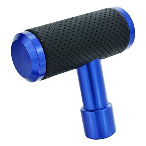 T Handle Shifter Car Knob, Joystick Style Alloy Cover with Leather Gear Stick Lever Shift Fit Most Automatic Manual Transmissions, Blue-Black - color: blue-black