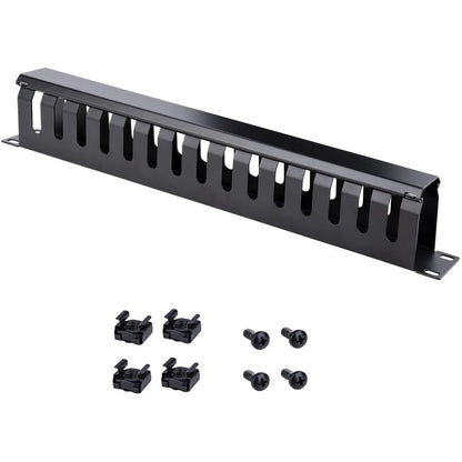 StarTech.com Horizontal 1U Server Rack Cable Management Finger Duct w/ Cover - 19" Network Rack Wire Duct Raceway Panel - Slotted Wire Duct (CMDUCT1UX) | Routes & bundles cables, Slotted raceway, Removable top cover, Pass-through holes, Server room, 2-yea