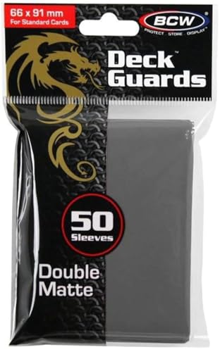 BCW Deck Guard - Double Matte Grey Card Sleeves | Acid-Free, Archival-Safe, No PVC | Anti-Glare Matte Finish | Fits Standard 2½" x 3½" Game Cards | Durable Deck Protector Sleeves | 50 Ct - color: Gray