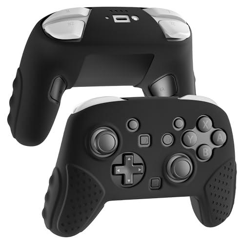 RHOTALL Silicone Cover Skin for Nintendo Switch 2 Pro Controller, Ergonomic Soft Anti-Slip Controller Grip Protector, Comfortable Case Design - Black - color: black