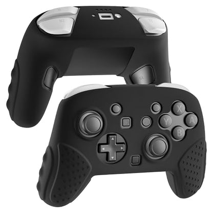 RHOTALL Silicone Cover Skin for Nintendo Switch 2 Pro Controller, Ergonomic Soft Anti-Slip Controller Grip Protector, Comfortable Case Design - Black - color: black