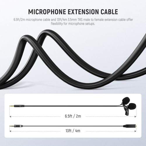 NEEWER 2m Wired Dual Lavalier Microphones with 4m Extension Cable, Mini Clip On Omnidirectional Condenser Lapel Lav Mic 3.5mm TRS for DSLR Mirrorless Camera Camcorder Interview Vlog, LM3 - style: LM3(1-Pack)w/3.5mm TRS Plug