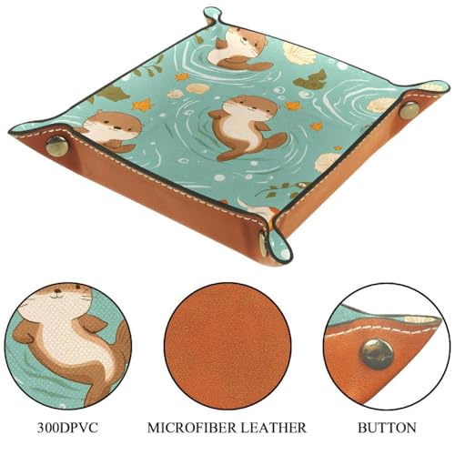Dice Trays Otters Fish Holder Storage Box for Dice Games Like RPG DND, Leather Dice Holder Portable Folding Rolling Dice Tray, 16x16cm - color: Multi 9