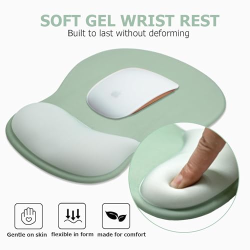 Ergonomic Mouse Pad with Wrist Rest and Keyboard Wrist Rest, Green | Wrist Rest for Computer Keyboard with Non-Slip PU Base, Pain Relief, Gel Mousepad with Wrist Support for Office & Gaming - color: Green