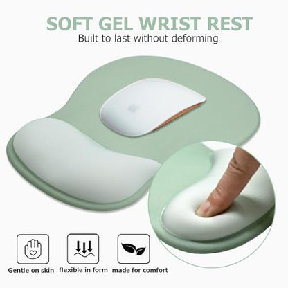 Ergonomic Mouse Pad with Wrist Rest and Keyboard Wrist Rest, Green | Wrist Rest for Computer Keyboard with Non-Slip PU Base, Pain Relief, Gel Mousepad with Wrist Support for Office & Gaming - color: Green