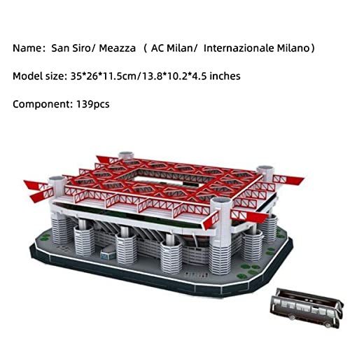 Classic Football Stadium Puzzle,3D Puzzle Soccer Club Venues,3D Paper Model Building Puzzle Kit, Soccer Stadium Souvenir Gift,Handmade Puzzle Ornaments，Cardboard Model (San Siro/Meazza) - color: San Siro/ Meazza