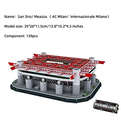 Classic Football Stadium Puzzle,3D Puzzle Soccer Club Venues,3D Paper Model Building Puzzle Kit, Soccer Stadium Souvenir Gift,Handmade Puzzle Ornaments，Cardboard Model (San Siro/Meazza) - color: San Siro/ Meazza