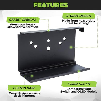 HIDEit Mounts Switch Wall Mount for Nintendo Switch - Made in USA, Steel Mount for Nintendo Switch and Nintendo Switch OLED to Safely Store Your Switch Console - size: USA Made: Mount Only