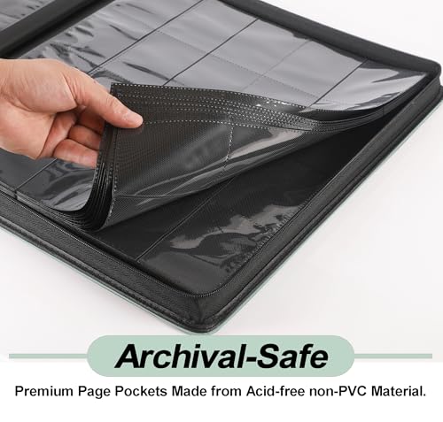 Premium 2000 Pocket Card Binder - 20 Pocket Trading Card Binder with Sleeves Fits 2000 Cards, Ringless Card Album for TCG - Model A，Asakusa Green - color: 20P - Asakusa Green