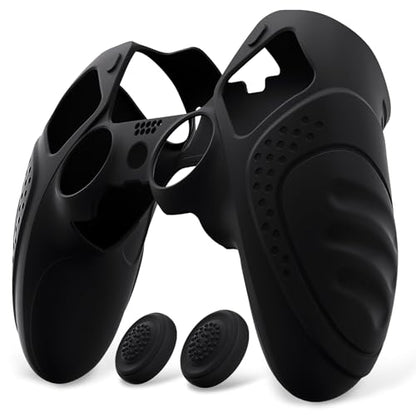PlayVital Guardian Edition Anti-Slip Ergonomic Silicone Cover Case for ps5 Edge Controller, Soft Rubber Protector Skin for ps5 Edge Wireless Controller with Thumb Grip Caps - Black - color: Black
