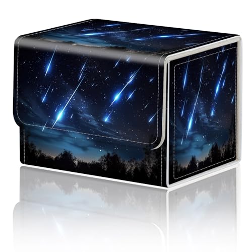 Card Game Storage Box TCG Deck Box MTG Card Box Organizer Trading Card Case Commander Deck Box TCG Card Storage Box Magnetic Closure Creative Pattern Up to 200 Cards, Blue Sky Meteor Streaks - color: Blue Sky Meteor Streaks