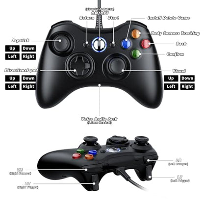 Gamrombo Wired Controller for Xbox 360 Controller for Windows 7/8/10 Microsoft PC Controller - color: Black