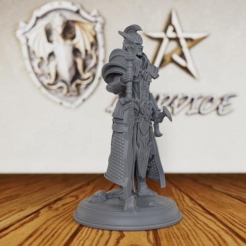 AUSPDICE Premium DND Miniatures for Tabletop RPG Game - Fantasy Minis Figurine for Dungeon Masters, 28mm Scale Unpainted TTRPG Figure for Role Playing - Elven Warrior King (AS226)