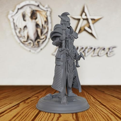 AUSPDICE Premium DND Miniatures for Tabletop RPG Game - Fantasy Minis Figurine for Dungeon Masters, 28mm Scale Unpainted TTRPG Figure for Role Playing - Elven Warrior King (AS226)