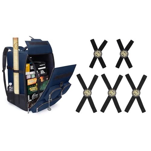 ENHANCE Tabletop Board Game Backpack (Dragon Blue) + Board Game Bands - Bundle