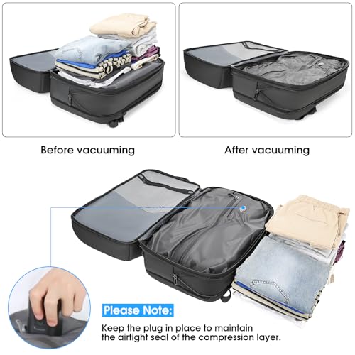 TANGCORLE Vacuum-Compressed Travel Backpack: Expandable, Airline-Approved Laptop Backpack—Unisex Business Backpack - color: Black-a50l