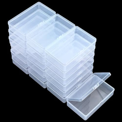 19 Pack Rectangular Clear Plastic Storage Containers | Hinged Lid, For Beads and Small Craft Items, 5.7 x 3.35 x 1.38 inch - size: 5.7 x 3.35 x 1.38 inch