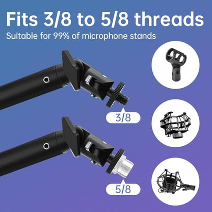 Microphone Stand Desk, Suspension Microphone Boom Arm Heightened Design with Desk Mount Clamp, 360° Rotatable,5/8" 3/8" Threads, Mic Table Arm for Podcast, Streaming,Gaming,Recording, Studio, Office