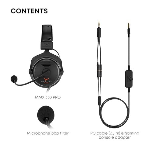 beyerdynamic MMX 330 Pro Open-Back Gaming Headset with Stellar.45 Driver and Condenser Microphone, Wired Gaming Headphone Suitable for PC, Gaming Console, PS, Switch. Handmade in Germany, Black