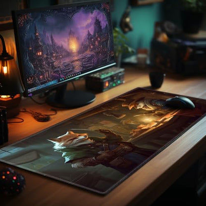 Playmat 24" x 14" Game Mats for MTG/TCG Cards, Commander Deck Gaming Desk Mat, Cunning Foxes - color: Cunning Foxes, size: 24"X14"