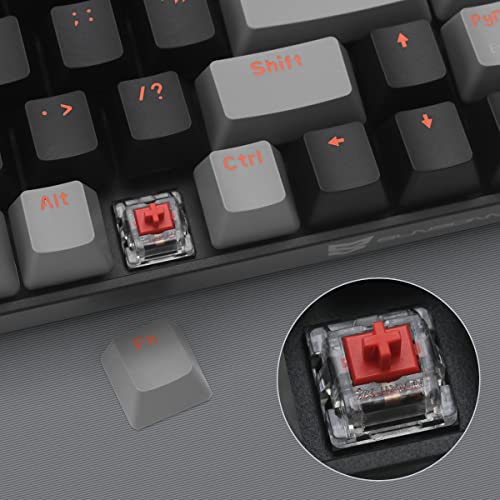 Qisan Mechanical Wireless Gaming Keyboard | Dual Mode 2.4G/BT Gaming Keyboard Wireless 60% Layout US Red Switch 68 Keys | Portable Mechanical Keyboard for Mac & PC, Home Office & Gaming Use - color: Red Switch with Black & Grey Combo Color