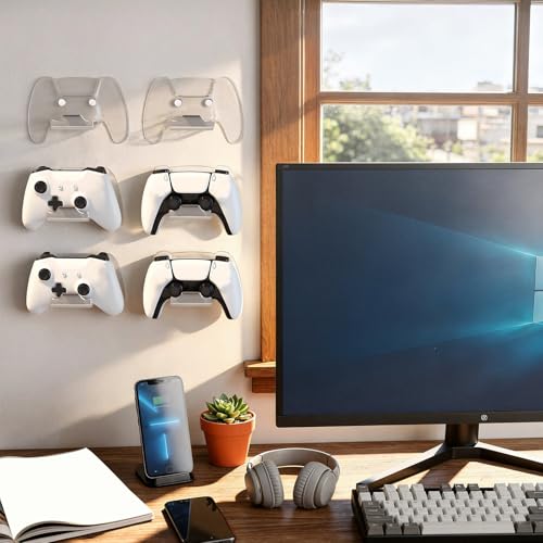 Wall Mounted Controller Stand Space Saving Gamepad Wall Hanger Hook with Stable Acrylic Frame Stylish Organiser