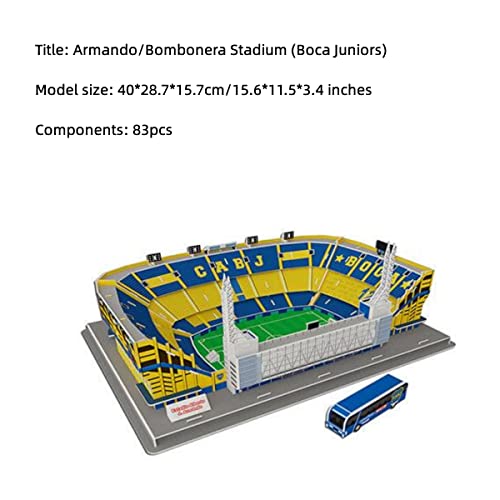 Classic Football Stadium Puzzle,3D Puzzle Soccer Club Venues,3D Paper Model Building Puzzle Kit, Soccer Stadium Souvenir Gift,Handmade Puzzle Ornaments，Cardboard Model (Armando(Bombonera) Stadium) - color: Armando(bombonera) Stadium