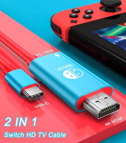 Portable Switch Dock 4K TV Adapter for Nintendo Switch/OLED, 2 in 1 USB C to HDMI Cable with PD 100W Charging Port - style: Cable