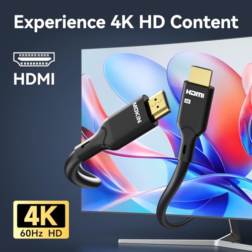 MOKiN HDMI Cable, 3.94ft, 4K@60Hz, High-Speed 4K HDMI 2.0 Cord (18Gbps), 2160p, 48 bit, Compatible with TV/PS7/Xbox/Roku, Black