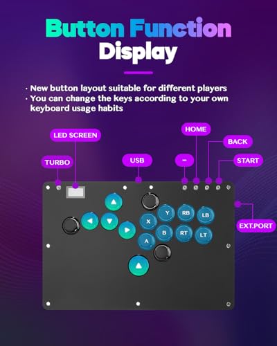 Haute42 Leverless Arcade Stick, Hot-Swap 16-Key Fighting Controller (Black) | Custom RGB & Turbo Functions & Hot Swap Supported, Compatible with PC/Ps3/Ps4/Switch/Steam - color: Black