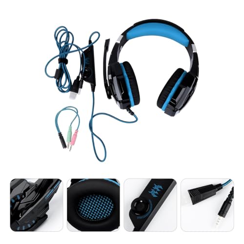 Wired Gaming Headset with Microphone for Computer Black and Blue Over-Ear Gaming Headphones with Adapter Cable for PC and Console 3.5mm Jack and Streaming