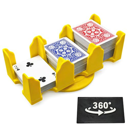 Card Holder -Revolving Card Game Holder Playing Cards Tray | Rotating 360° Organizes Multiple Decks for Canasta, Poker and More | Lightweight, Durable with Smooth Rotation