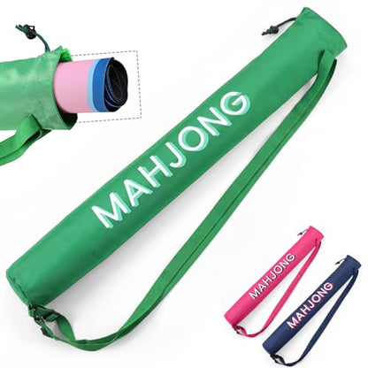 35 Inch Long Mahjong Mat Bag Waterproof Mahjong Mat Storage Carrying Bag Double Strapped Polyester Drawstring Lightweight Holder for Board Games Storage-mat Not Included(Green) - color: Green