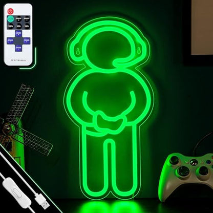 Enhon Gamer Shape Neon Light 15.7 x 7.8 inch, for Game Room Decor | USB Powered Gamer Shaped Neon Light with Remote for Gaming Room Decor, Boys Mens Kids Gift for Bedroom Game Room Decoration