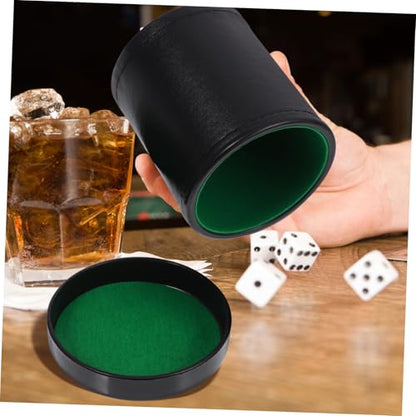 Totority Leather Dice Cup with Lid Felt-Lined Quiet Shaker for Bar and Party Games Supple Green Interior Lightweight and Compact for Easy Carry Storage
