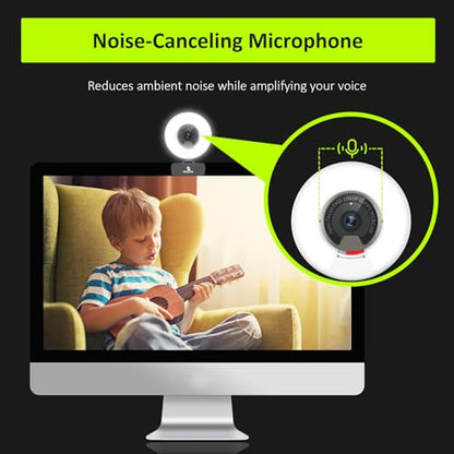 NexiGo N960E 1080P 60FPS Webcam with Light, Software Included, Fast AutoFocus, Built-in Privacy Cover, USB Web Camera, Dual Stereo Microphone, for Zoom Meeting Skype Teams Twitch - style: Webcam with Light