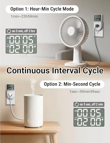 Techbee Digital Infinite Repeat Cycle Intermittent Timer Plug for Electrical Outlet, 24 Hour Programmable Indoor Timed Power Switch with Countdown Delay On and Off (120V, 15A), 1 pack - style: 1 Pack