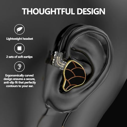 In Ear Monitor Headphones Dual Magnetic Dynamic Driver IEM with Mic Purple | Hybrid Banlance Armature with Dynamic in Ear Headphones IEM Earphones Gaming Earbuds - color: H818-Purple