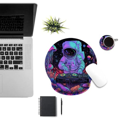 Mouse Pad with Wrist Support, Ergonomic Mouse Pad with Memory Foam Wrist Rest Cushion, Non-Slip Rubber Base Gaming Mice Pad for Home Office Computer Laptop,Cyberpunk Space - color: Cyberpunk Space