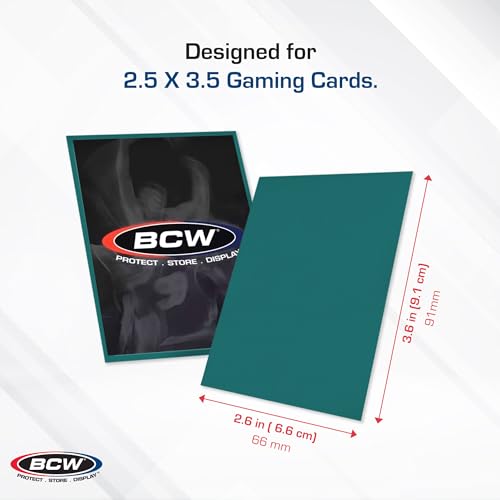 BCW Deck Guard - Double Matte Teal Card Sleeves | Acid-Free, Archival-Safe, No PVC | Anti-Glare Matte Finish | Fits Standard 2½" x 3½" Game Cards | Durable Deck Protector Sleeves | 50 Ct - color: Teal