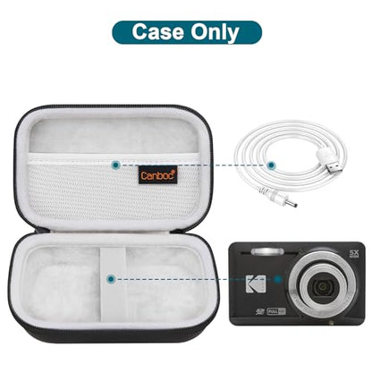 Canboc Hard Case for Kodak PIXPRO Friendly Zoom FZ55 / FZ45 / FZ53 16MP Digital Camera, Mesh Pocket fits SD Card, USB Charging Adapter, USB Cable, Black - color: Black