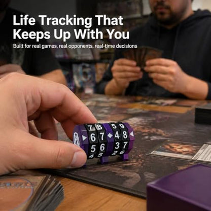 Board Game Life Counter, 4-Digit Wheel Trackers for 0-9999 Single Player and 0-99 Dual Player Modes, MTG Life Counter, Professionally Made for TCG, DND, RPGs, and MTG, Card and Tabletop Games (Purple) - color: Purple