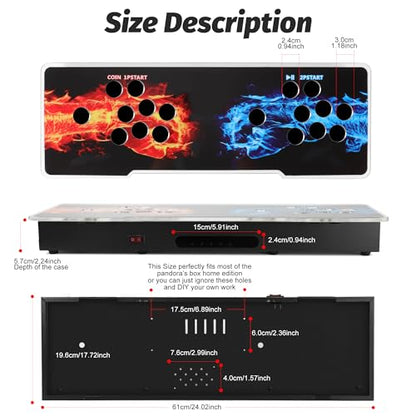 Sturdy DIY Arcade Console Kit - Metal Base and Acrylic Panel, 2 Player Video Game Machine Case, Supports 8 Buttons Each, Compatible with Pandora Kits (Black)