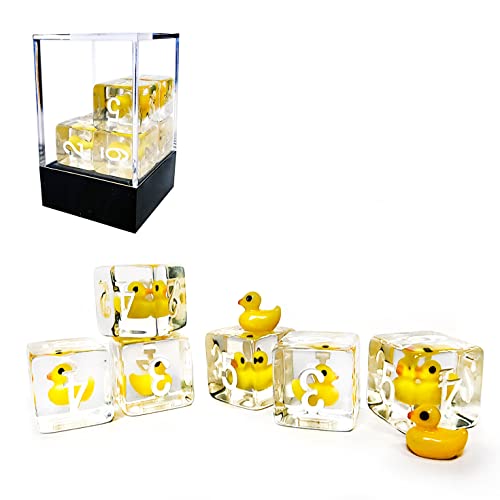 Bescon Yellow Duck 6 Sides Dice Set 6pcs Set in Brick Box, 16MM Yellew Duck D6 6pcs