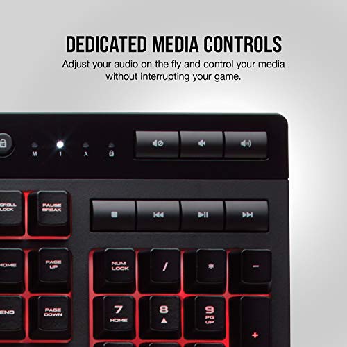 Corsair K55 RGB Gaming Keyboard – IP42 Dust and Water Resistance – 6 Programmable Macro Keys – Dedicated Media Keys - Detachable Palm Rest Included (CH-9206015-NA) , Black - color: Black, style: K55