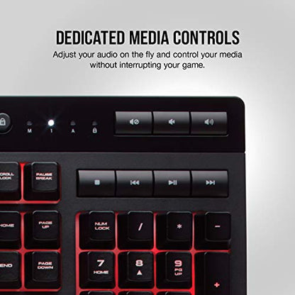 Corsair K55 RGB Gaming Keyboard – IP42 Dust and Water Resistance – 6 Programmable Macro Keys – Dedicated Media Keys - Detachable Palm Rest Included (CH-9206015-NA) , Black - color: Black, style: K55
