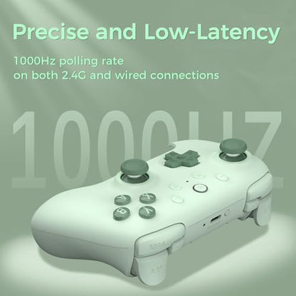 AKNES 8Bitdo Ultimate 2C Wireless 2.4G Controller for Windows PC and Android, Gamepad with Hall Effect Joysticks and Hall Triggers, 1000Hz Polling Rate, Remappable L4/R4 Bumpers - Green | Gamepad with Hall Effect Joysticks and Hall Triggers, 1000Hz Pollin