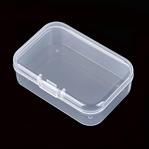 Mini Clear Plastic Storage Containers, 2.56x1.77x0.79 inch | 100 Pack, Rectangular, Hinged Lid, For Beads and Small Craft Items - size: 2.56 x 1.77 x 0.79 inch