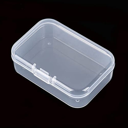Mini Clear Plastic Storage Containers, 2.56x1.77x0.79 inch | 100 Pack, Rectangular, Hinged Lid, For Beads and Small Craft Items - size: 2.56 x 1.77 x 0.79 inch