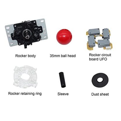 Arcade Joystick Gamepad DIY Joystick Arcade Game Fighting Stick Replacement Parts Pin Circuit Board with Ball Head - color: Red